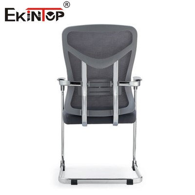 Gray Mesh Office Chair With Armrests And Metal Frame Modern Style