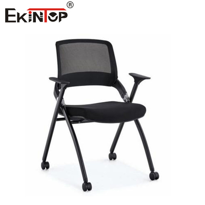 Black Training Chair With Armrests Breathable Mesh Material And Mesh Backrest