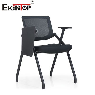 Black Mesh Training Chair With Armrests Foldable In Modern Style
