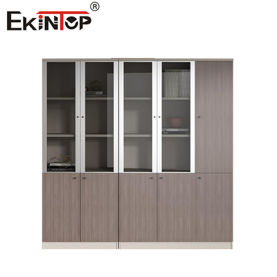 Wide File Cabinet with Glass Windows Large Capacity Industrial Style