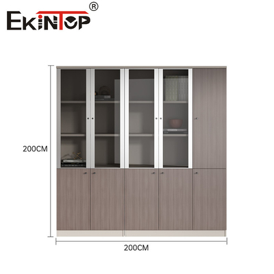 Wide File Cabinet with Glass Windows Large Capacity Industrial Style