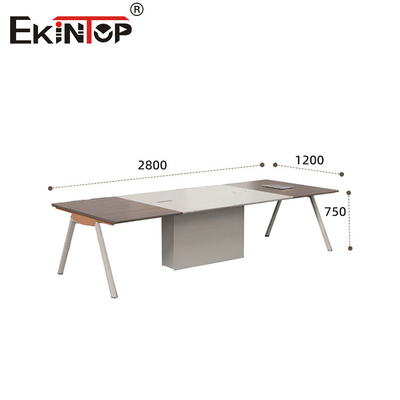 Modern Style Conference Table With Metal Legs And Wooden Material