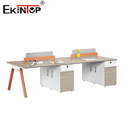 Modern Style Design 4 Person Staff Workstation With Storage Cabinet Customizable