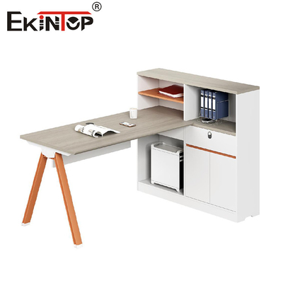 Office Workstation Desk With Partition And Attached Cabinet Modern Style