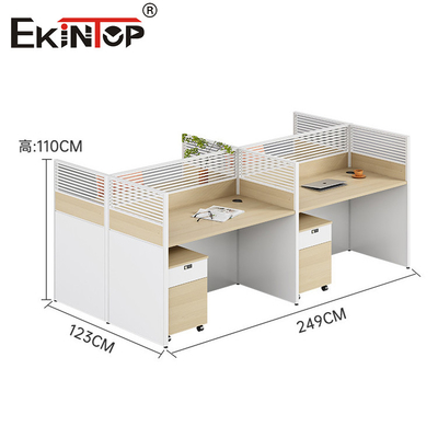 Wooden Modern Style Employee Desk Workstation With Privacy Screen Panel