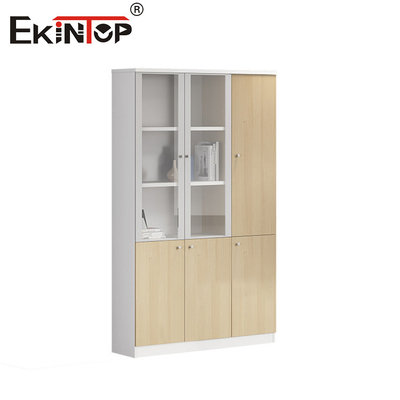 Walnut - Colored High - Quality File Cabinet With Glass Cabinet Doors Storage