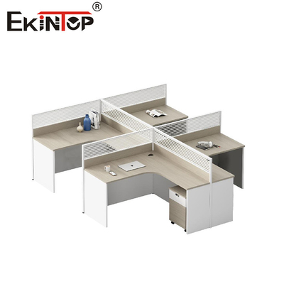 Modular Multi-Person Office Workstation With Privacy Screens Industrial Style
