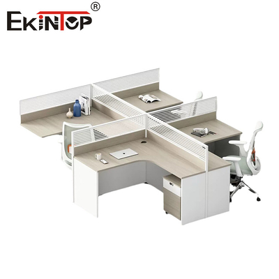 Modular Multi-Person Office Workstation With Privacy Screens Industrial Style