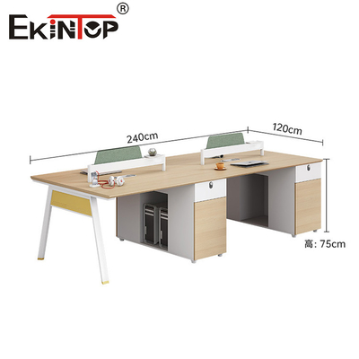 Commercial Style 4-Person Office Workstation with Partition Screen
