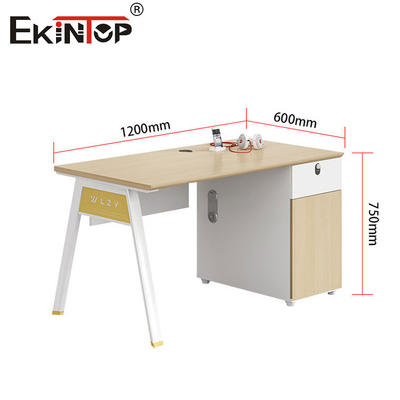 Walnut-Colored Employee Office Workstation With Storage Cabinet