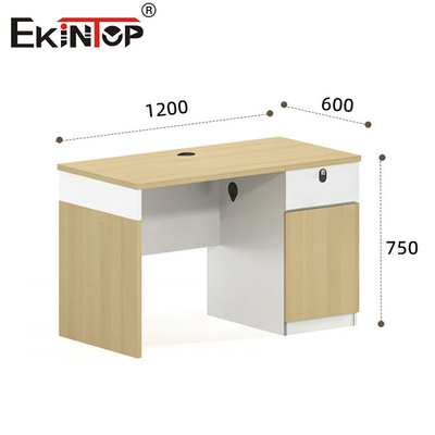Walnut Office Desk Employee Table With Drawers Modern Style
