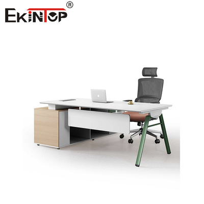 Executive Office Desk With Attached Cabinet Made Of Wood Modern Style