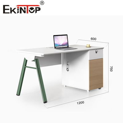 Business-Style Employee Workstations With Wooden Tops Metal Legs