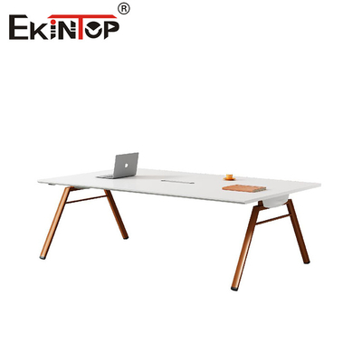 Modern Minimalist Style Conference Table With Metal Legs And Wooden Tabletop
