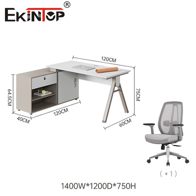 Business Style L-Shaped Office Desk Wood Material For Employees