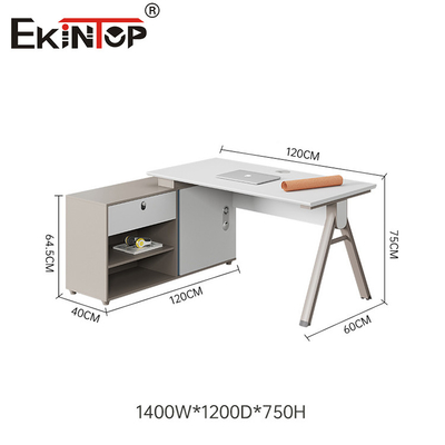High-Quality Walnut Color L-Shaped Office Desk In Modern Style