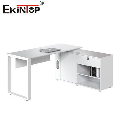 L-shaped White Executive Office Desk With Eco-friendly Materials