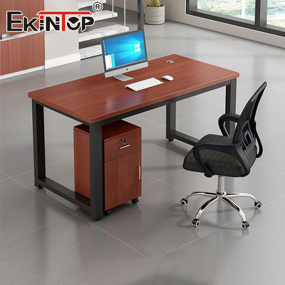 Classic Style Wooden Office Desk With Side Cabinet Office Reception Furniture