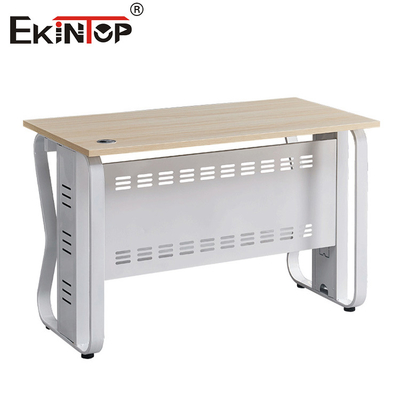 High-Quality Classic Style Office Desk Metal Frame Solid Oak Top