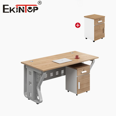 High-Quality Classic Style Office Desk Metal Frame Solid Oak Top
