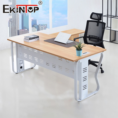 Wholesale Office Desk Wooden Desktop Metal Frame Wood Corner Desk