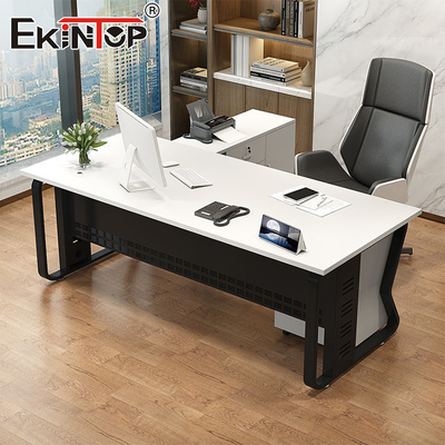 White Home Office Desk Modern Style Wooden Material Bespoke Desk