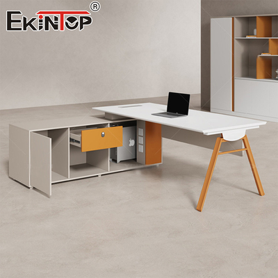 Simple Modern Office Furniture Acacia Wood Desk White Executive Desk Manager Desk