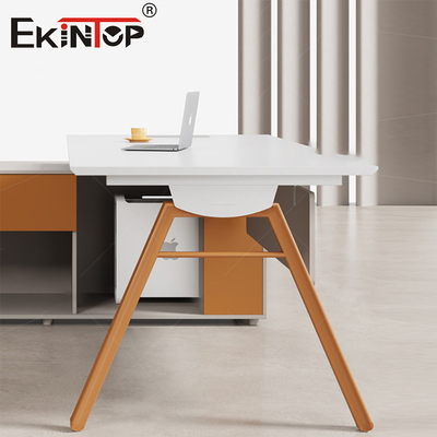 Simple Modern Office Furniture Acacia Wood Desk White Executive Desk Manager Desk