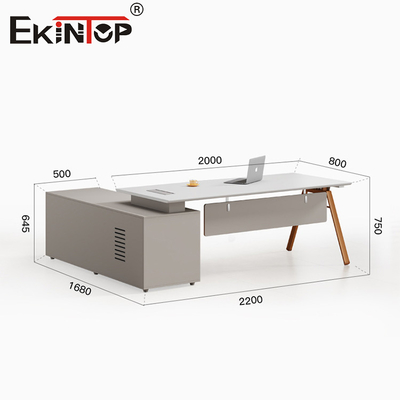 High-Quality Modern Design White Desk with Storage Cabinet Acacia Wood Desk