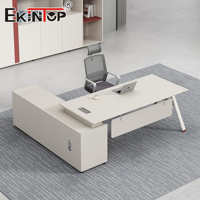 Modern Office Furniture L-Shaped Desk Customizable Acacia Wood Desk