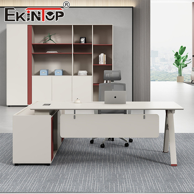 Modern Office Furniture L-Shaped Desk Customizable Acacia Wood Desk