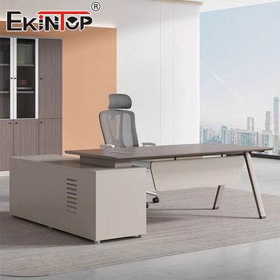 L-shaped Modern Style Executive Desk from Furniture Factory Acacia Wood Desk