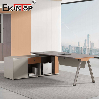 L-shaped Modern Style Executive Desk from Furniture Factory Acacia Wood Desk