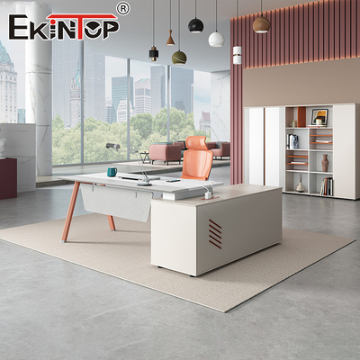 Modern Office Furniture Table L Shaped Executive Office Desk Acacia Wood Desk
