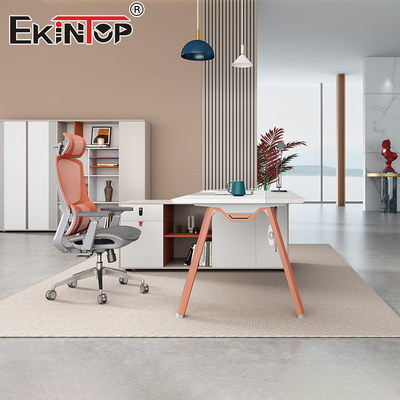Modern Style MDF Material L Shape Acacia Wood Desk Executive Office Desk