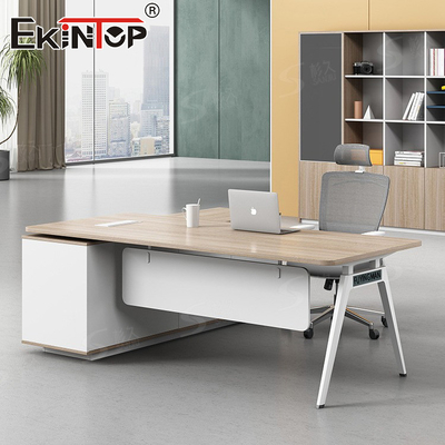 L-shaped Executive Table Office Desk with Metal Legs Custom Made Desk