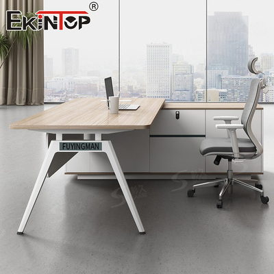 L-shaped Executive Table Office Desk with Metal Legs Custom Made Desk