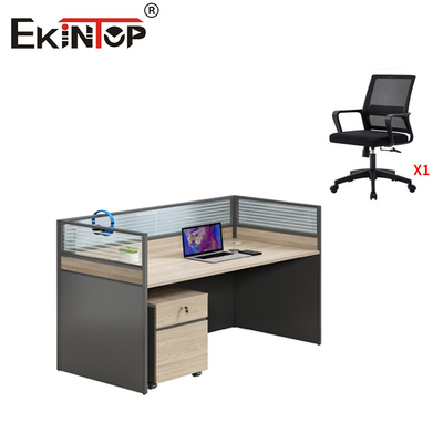 Wooden Office Desk With Partition Small Desk Table For Employees