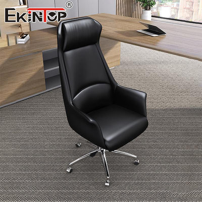Custom Black Leather Executive Office Chair With Swivel Ergonomic Drafting Chair