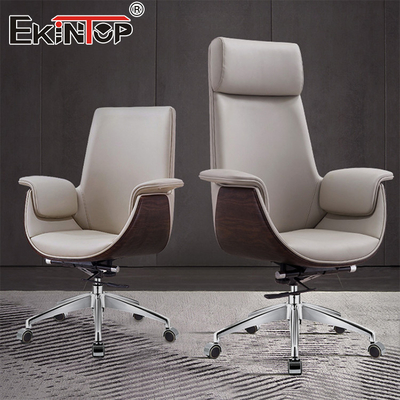 Modern Style Manager Leather Office Chair With Wheels Ergonomic Drafting Chair