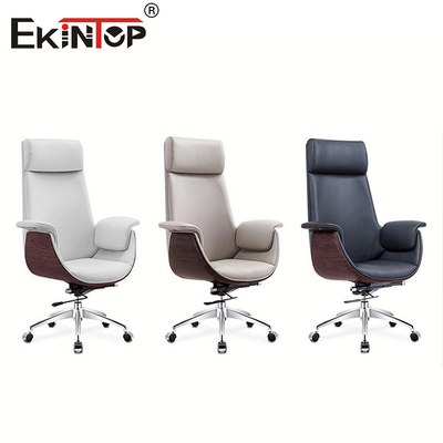 High Back White Leather Office Chair Swivel Function Commercial Office Chairs
