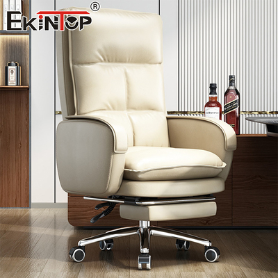 High-Quality Large Leather Office Chair with Armrests Home Office Desk Chair