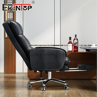 High-Quality Large Leather Office Chair with Armrests Home Office Desk Chair