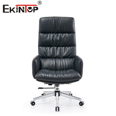 Black High-Back Leather Office Chair Swivel with Armrests BreakRoom Chairs