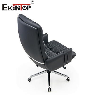 Black High-Back Leather Office Chair Swivel with Armrests BreakRoom Chairs
