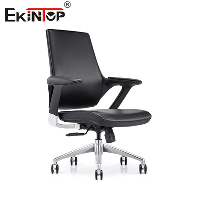 Low-Cost Mid-Back Black Leather Chair Modern Style Custom BreakRoom Chairs