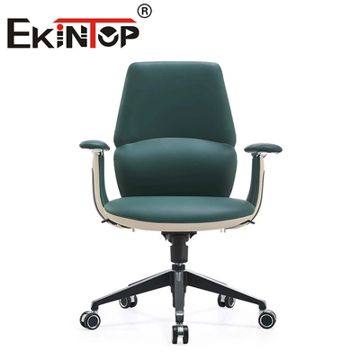Adjustable Ergonomic Office Green Leather Executive Chair Sturdy Office Chair