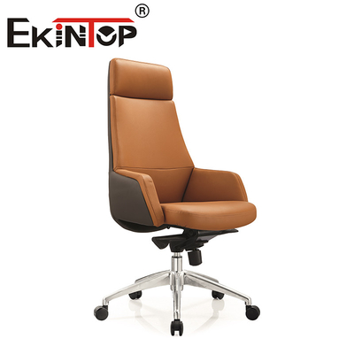 High Back PU Executive Ergonomic PU Padded Office Desk And Chair Set Vegan Leather Chair