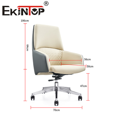 White Leather Manager Swivel Ergonomic Executive Cowhide Office Chair