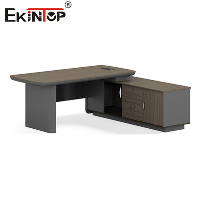Ekintop Office Desk Furniture Work Black Solid Wood Office Table Desks for Business